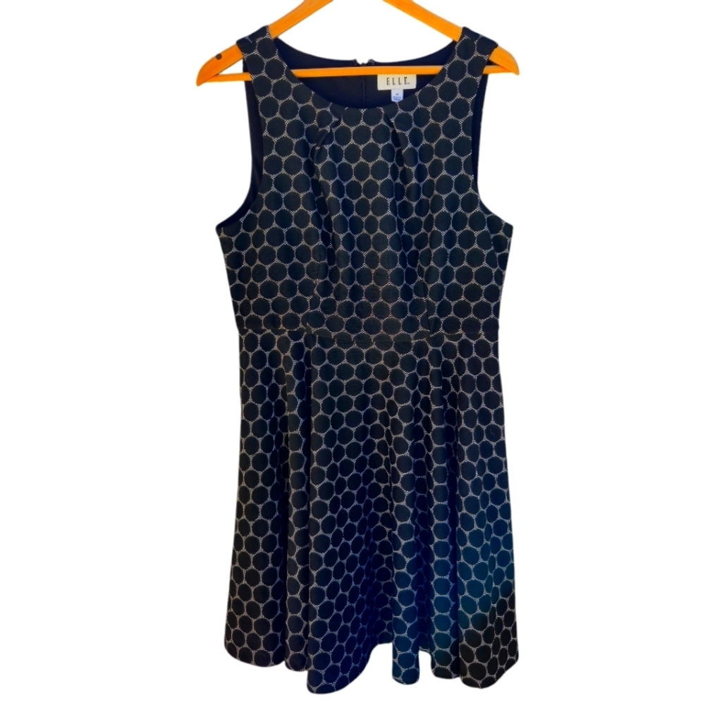 ELLE mini A line fit and flare dress black & white sleeveless flowy sz 14 033